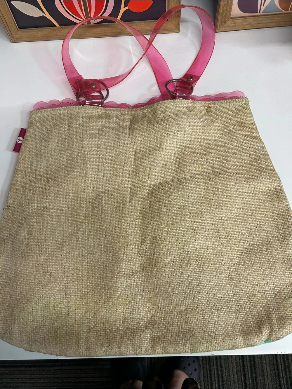 Transversion Whimsical Sequin Garden Tote Bag - Pink & Turquoise